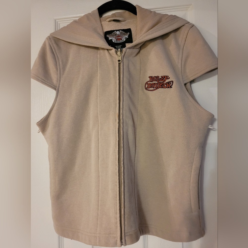 Harley-Davidson cap sleeved zip-up hoodie Large